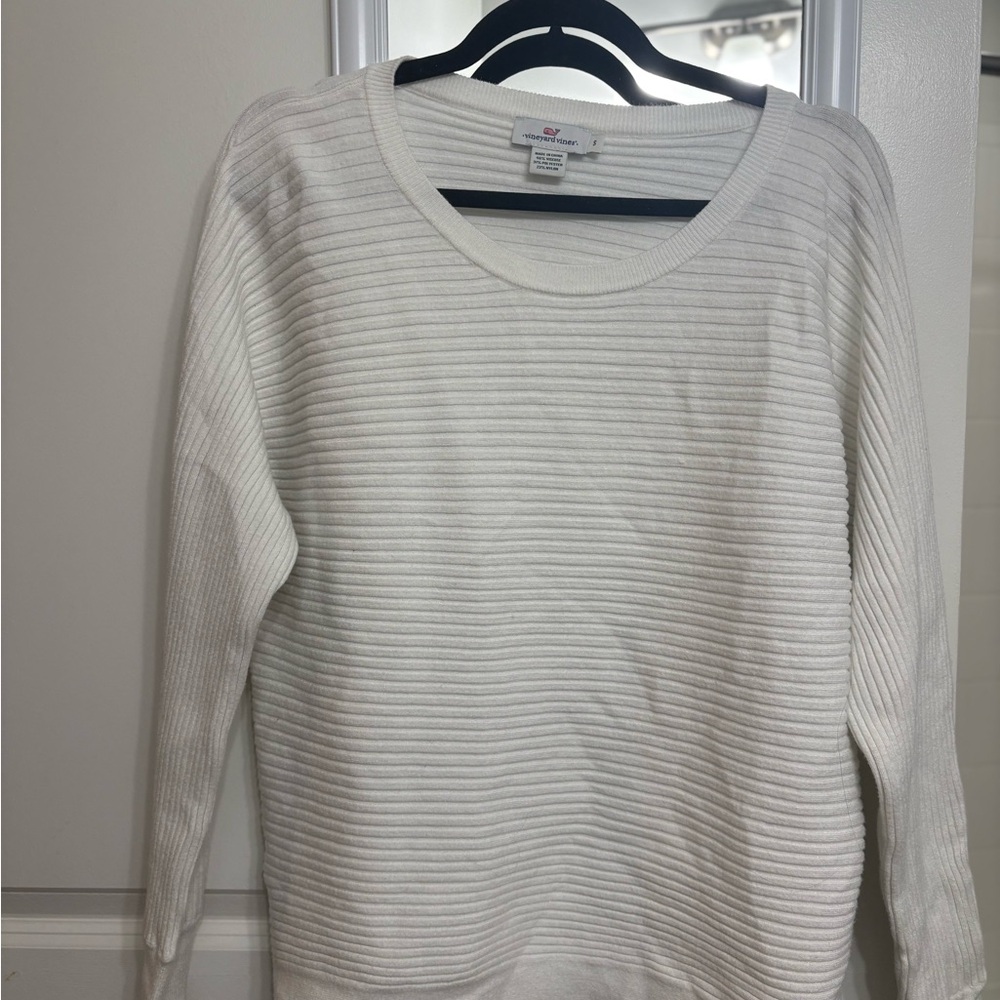 Vineyard Vines Cream Ribbed Crew Neck Sweater
